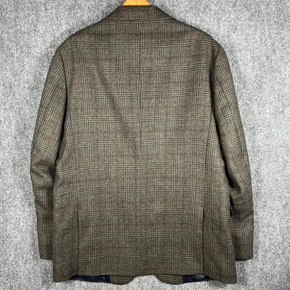 Jos.‎ A. Bank Sport Coat Mens 42R Brown Plaid 100% Wool Tailored Fit Blazer